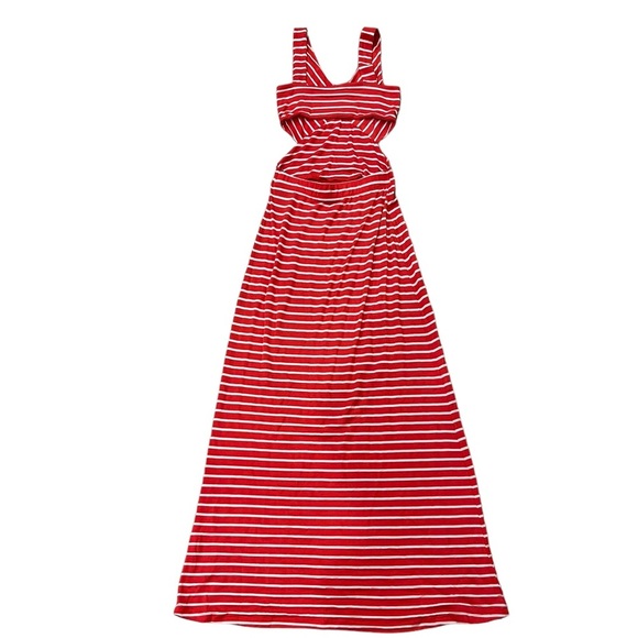 Moa Moa Red & White Striped Maxi Dress with Cut Out Back Detail - Women’s Size S - Picture 4 of 4